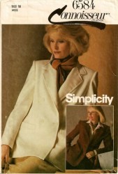 6584 SIMPLICITY CONNOISSEUR 1 -2 BREASTED JACKET PATTERN 14 UNCUT